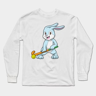 Bunny at Field hockey with Hockey stick Long Sleeve T-Shirt